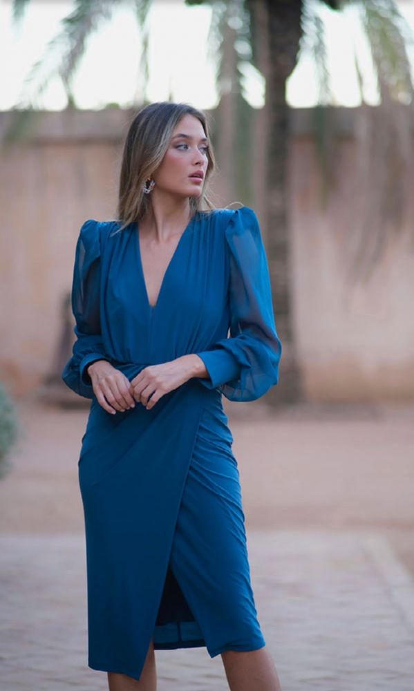Vestido Amanda Azul Petróleo - Tienda Sultana Moda